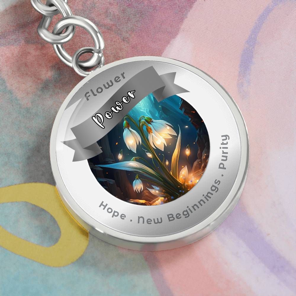 Snowdrop - Affirmation Keychain For Hope New Beginnings Purity - More Than CharmsMore Than Charms
