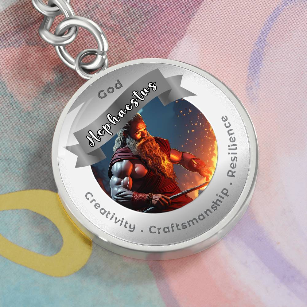 God Hephaestus - Affirmation Keychain For Creativity Craftsmanship Resilience - More Than CharmsMore Than Charms