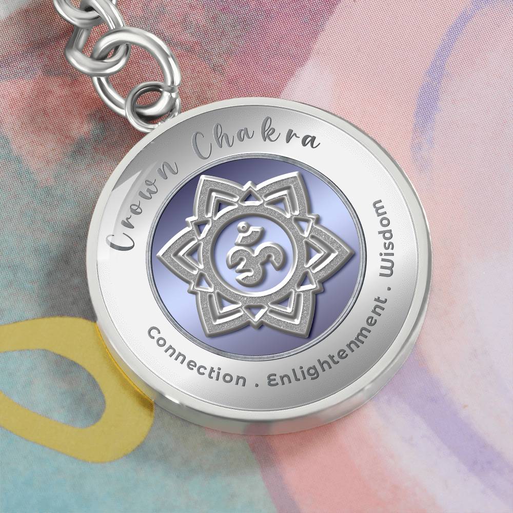 Crown Chakra - Connection Spiritual Enlightenment Divine Wisdom - Affirmation Keychain - More Than CharmsMore Than Charms
