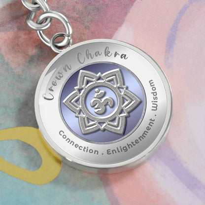 Crown Chakra - Connection Spiritual Enlightenment Divine Wisdom - Affirmation Keychain - More Than CharmsMore Than Charms