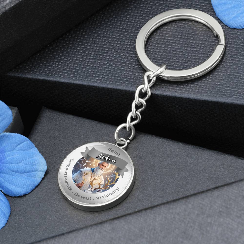 Saint Aiden Affirmation Keychain- Compassion, Devout & Visionary - More Than CharmsMore Than Charms