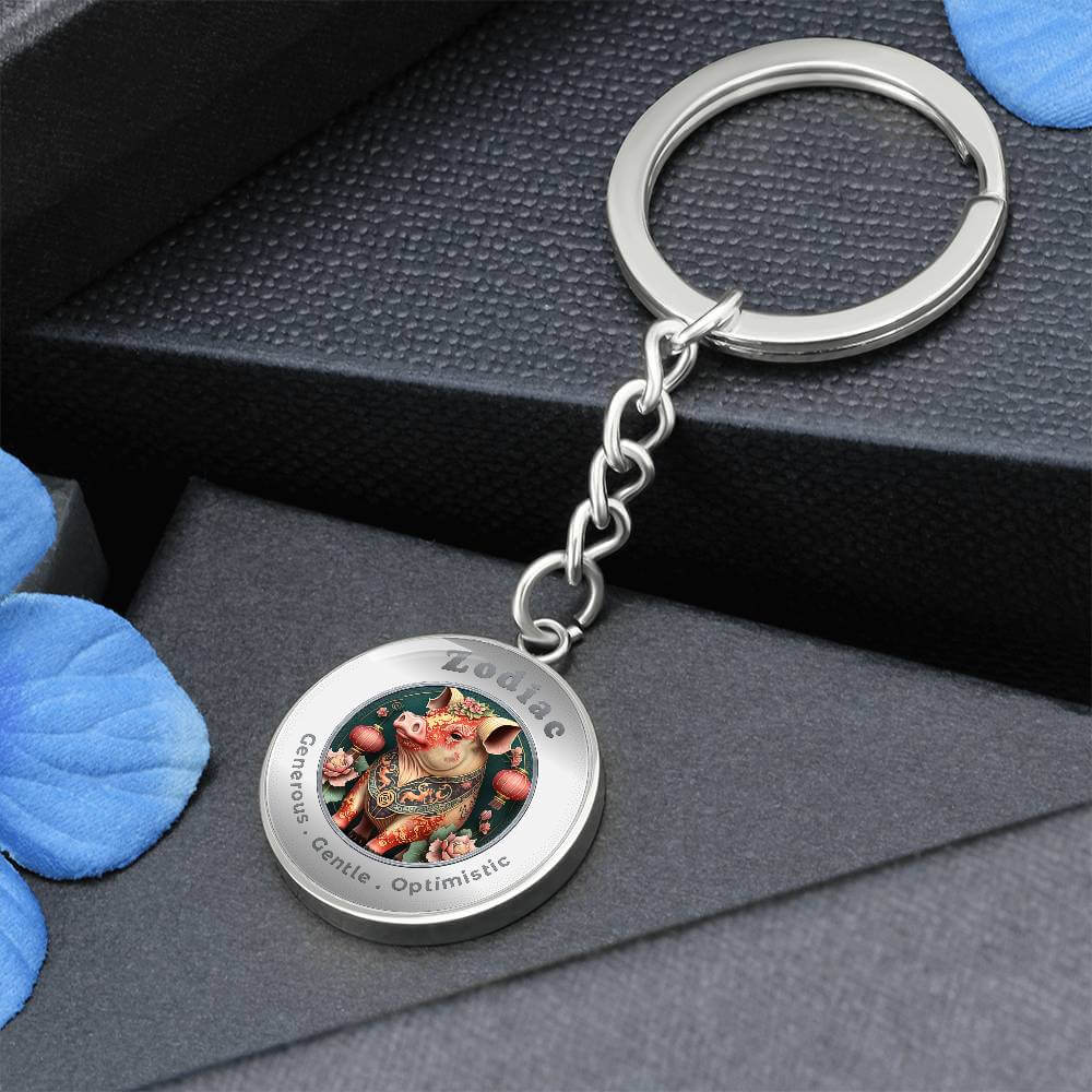 Pig - Chinese Zodiac - Affirmation Keychain - More Than CharmsMore Than Charms