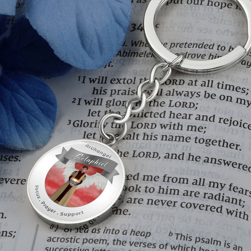 Archangel Selaphiel - Affirmation Keychain For Focus, Prayer & Support - More Than CharmsMore Than Charms