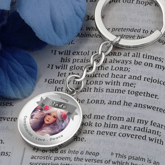 Lady Nada - Charm Keychain For Compassion, Love & Peace - This Luxury Charm Keychain is more than just a keyring — it’s an empowering expression of your dreams, intentions, and personal energy.Featuring an original design with meaningful affirmations, sym