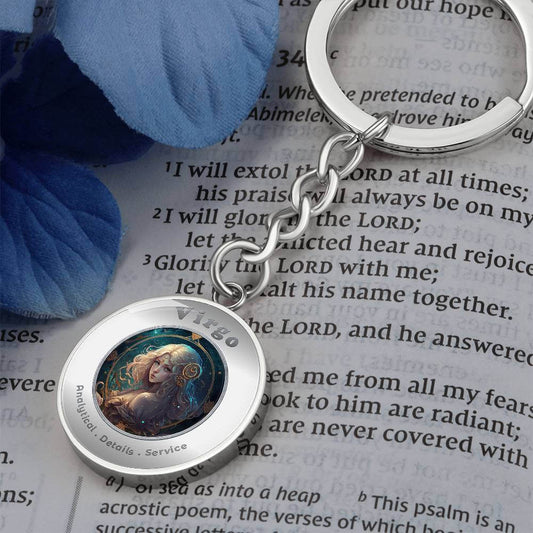 Virgo- Charm Keychain - This Luxury Charm Keychain is more than just a keyring — it’s an empowering expression of your dreams, intentions, and personal energy.Featuring an original design with meaningful affirmations, symbols, or imagery, each charm is th