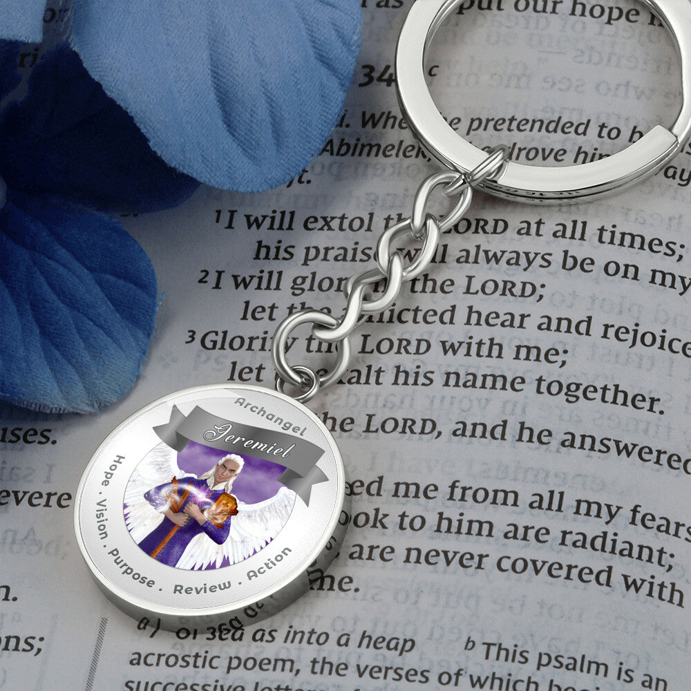 Archangel Jeremiel - Affirmation Keychain For Action, Hope, Purpose, Review & Visions - More Than CharmsMore Than Charms