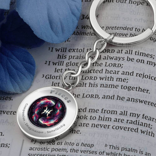 Pisces - Charm Keychain - This Luxury Charm Keychain is more than just a keyring — it’s an empowering expression of your dreams, intentions, and personal energy.Featuring an original design with meaningful affirmations, symbols, or imagery, each charm is