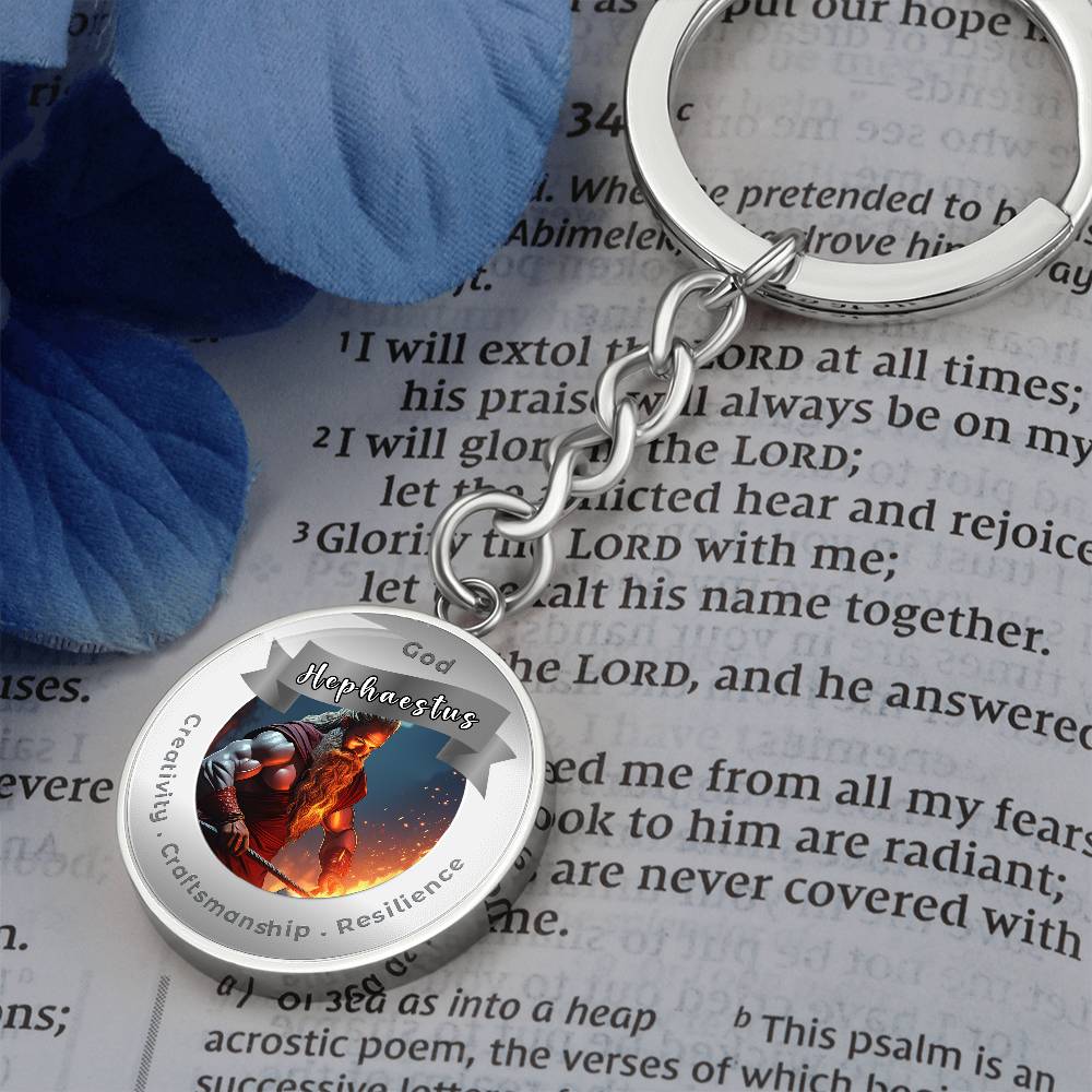 God Hephaestus - Affirmation Keychain For Creativity Craftsmanship Resilience - More Than CharmsMore Than Charms