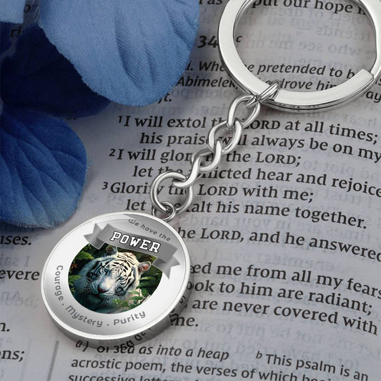 White Tiger Power Animal Charm Keychain - This Luxury Charm Keychain is more than just a keyring — it’s an empowering expression of your dreams, intentions, and personal energy.Featuring an original design with meaningful affirmations, symbols, or imagery