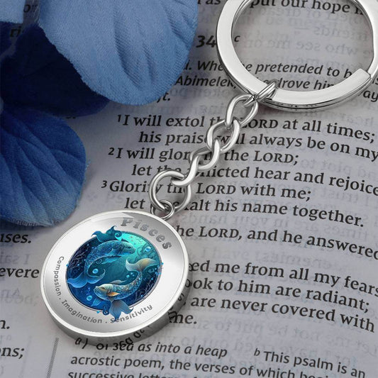 Pisces - Charm Keychain - This Luxury Charm Keychain is more than just a keyring — it’s an empowering expression of your dreams, intentions, and personal energy.Featuring an original design with meaningful affirmations, symbols, or imagery, each charm is