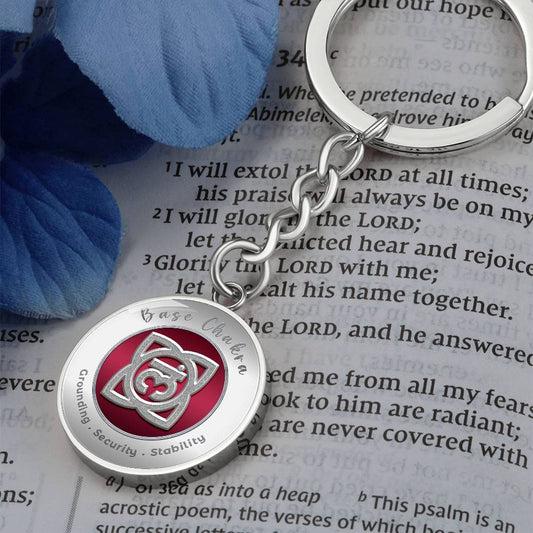 Base Chakra - Stability Grounding Security - Charm Keychain - This Luxury Charm Keychain is more than just a keyring — it’s an empowering expression of your dreams, intentions, and personal energy.Featuring an original design with meaningful affirmations,