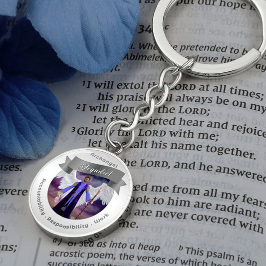 Archangel Jegudiel - Affirmation Keychain For Accountability, Mercy, Responsibility & Work - More Than CharmsMore Than Charms