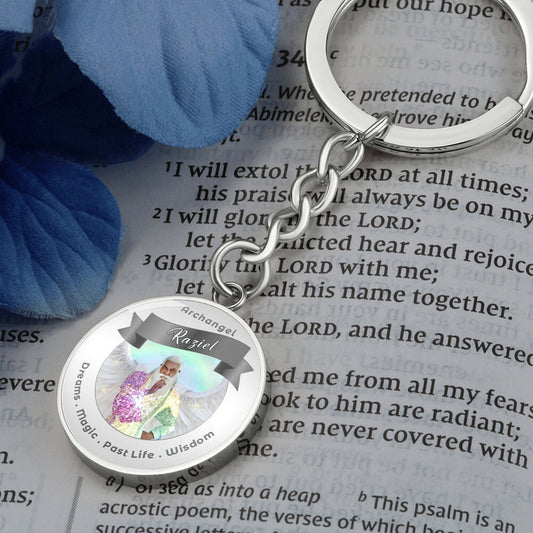 Archangel Raziel - Charm Keychain For Dreams, Magic, Past Life & Wisdom - This Luxury Charm Keychain is more than just a keyring — it’s an empowering expression of your dreams, intentions, and personal energy.Featuring an original design with meaningful a