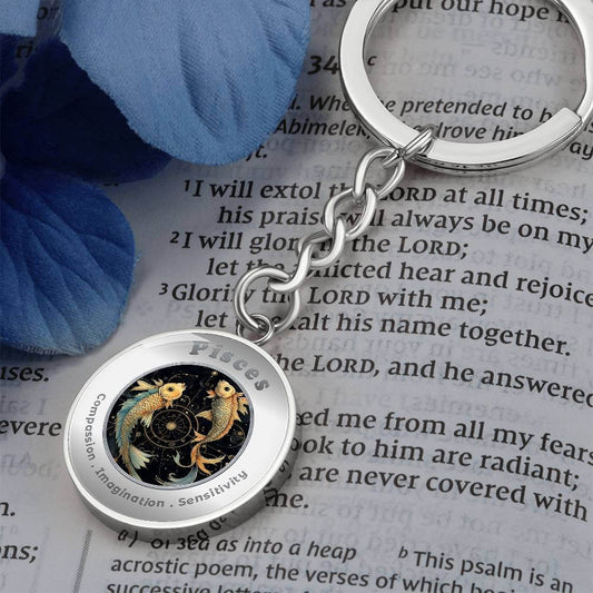 Pisces - Charm Keychain - This Luxury Charm Keychain is more than just a keyring — it’s an empowering expression of your dreams, intentions, and personal energy.Featuring an original design with meaningful affirmations, symbols, or imagery, each charm is