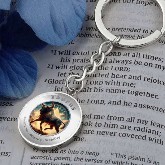 Taurus - Charm Keychain - This Luxury Charm Keychain is more than just a keyring — it’s an empowering expression of your dreams, intentions, and personal energy.Featuring an original design with meaningful affirmations, symbols, or imagery, each charm is