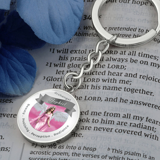 Archangel Jophiel - Charm Keychain For Beauty, Positivity, Perception & Radiance - This Luxury Charm Keychain is more than just a keyring — it’s an empowering expression of your dreams, intentions, and personal energy.Featuring an original design with mea