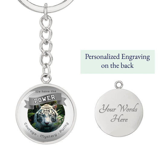 White Tiger Power Animal Affirmation Keychain - More Than CharmsMore Than Charms