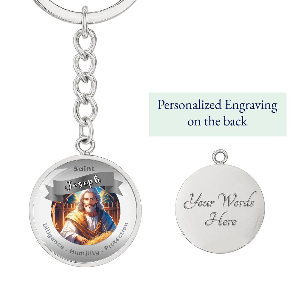 Saint Joseph - Affirmation Keychain For Diligence Humility Protection- More Than CharmsMore Than Charms