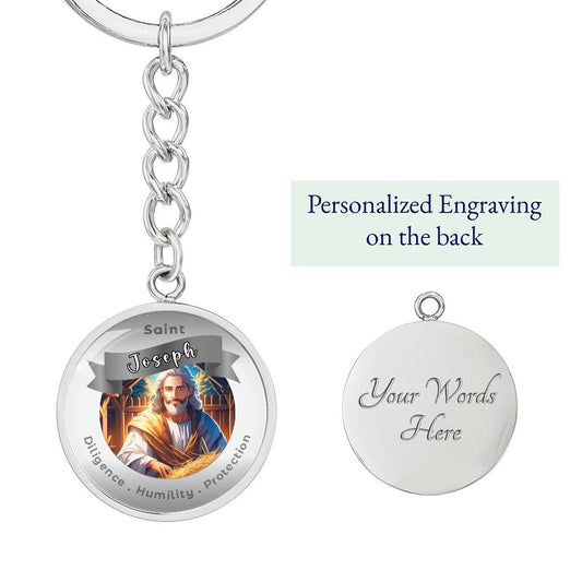 Saint Joseph - Affirmation Keychain For Diligence Humility Protection- More Than CharmsMore Than Charms
