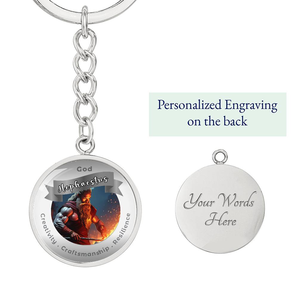 God Hephaestus - Affirmation Keychain For Creativity Craftsmanship Resilience - More Than CharmsMore Than Charms