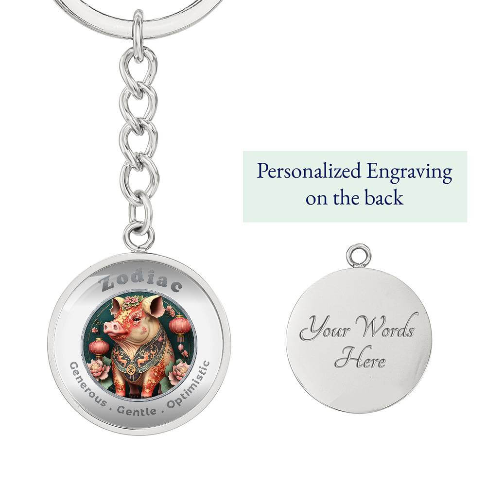 Pig - Chinese Zodiac - Affirmation Keychain - More Than CharmsMore Than Charms