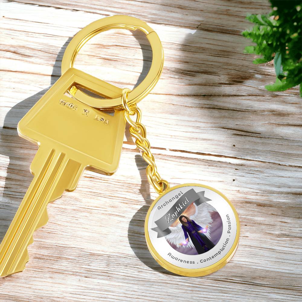Archangel Zaphkiel - Affirmation Keychain For Awareness, Contemplation & Passion - More Than CharmsMore Than Charms