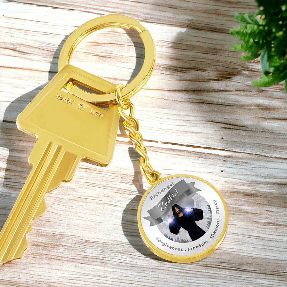 Archangel Zadkiel - Affirmation Keychain For Freedom, Forgiveness, Memory & Mercy - More Than CharmsMore Than Charms