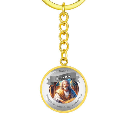 Saint Joseph - Affirmation Keychain For Diligence Humility Protection- More Than CharmsMore Than Charms