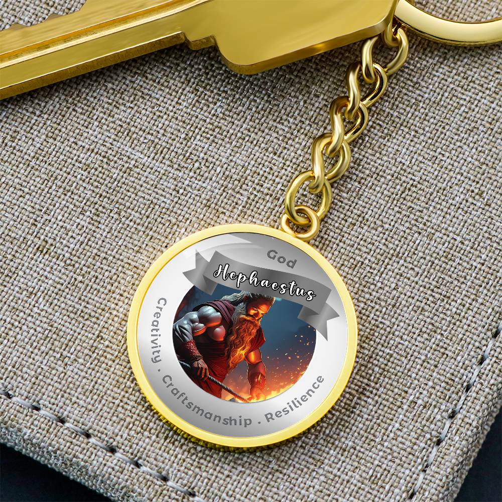 God Hephaestus - Affirmation Keychain For Creativity Craftsmanship Resilience - More Than CharmsMore Than Charms