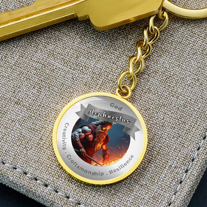 God Hephaestus - Affirmation Keychain For Creativity Craftsmanship Resilience - More Than CharmsMore Than Charms