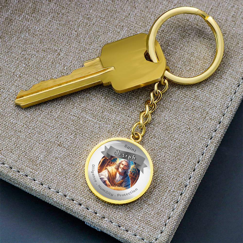 Saint Joseph - Affirmation Keychain For Diligence Humility Protection- More Than CharmsMore Than Charms