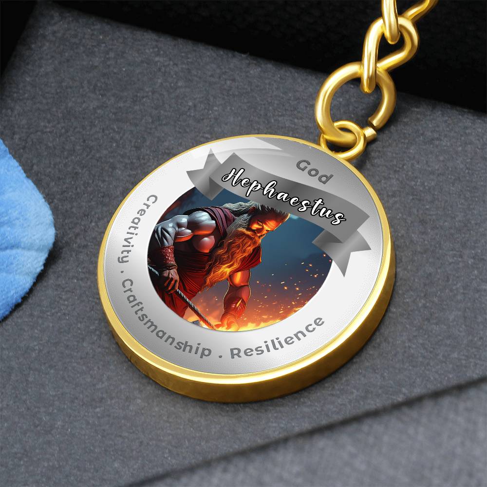 God Hephaestus - Affirmation Keychain For Creativity Craftsmanship Resilience - More Than CharmsMore Than Charms