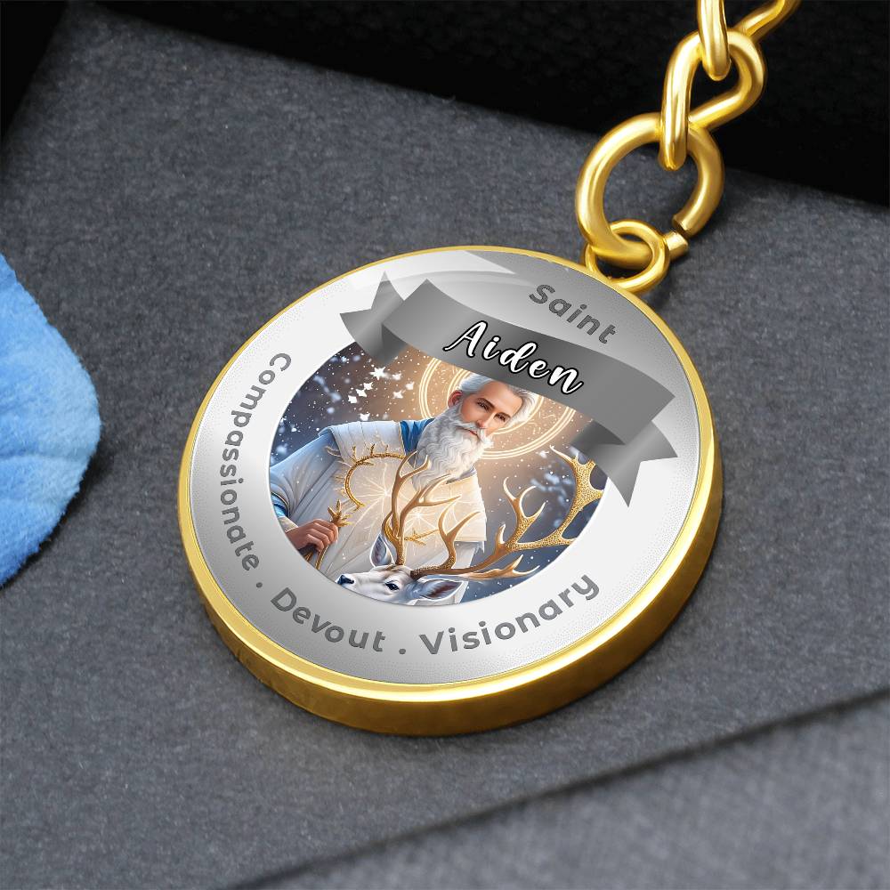 Saint Aiden Affirmation Keychain- Compassion, Devout & Visionary - More Than CharmsMore Than Charms