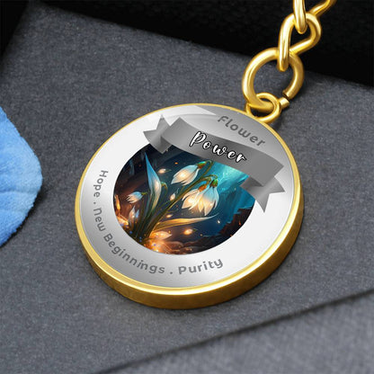Snowdrop - Affirmation Keychain For Hope New Beginnings Purity - More Than CharmsMore Than Charms