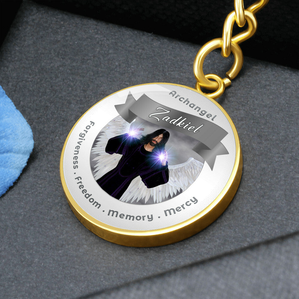 Archangel Zadkiel - Affirmation Keychain For Freedom, Forgiveness, Memory & Mercy - More Than CharmsMore Than Charms