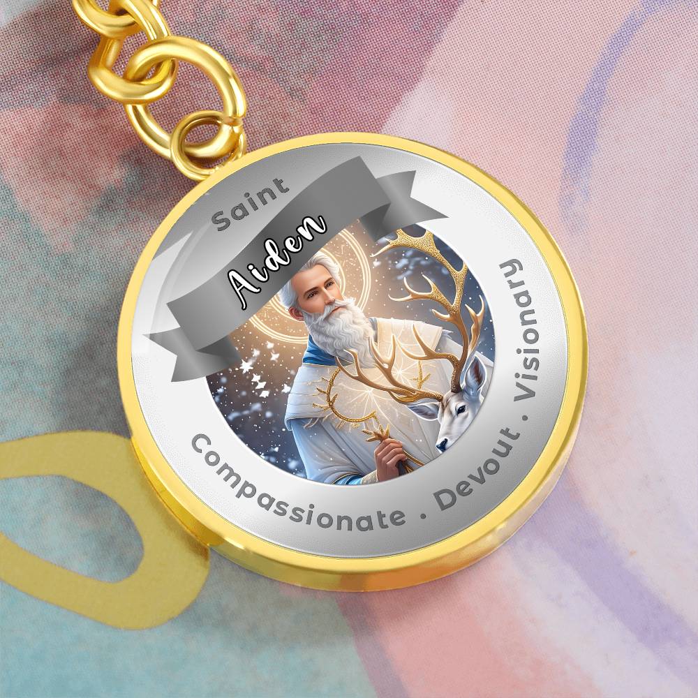 Saint Aiden Affirmation Keychain- Compassion, Devout & Visionary - More Than CharmsMore Than Charms