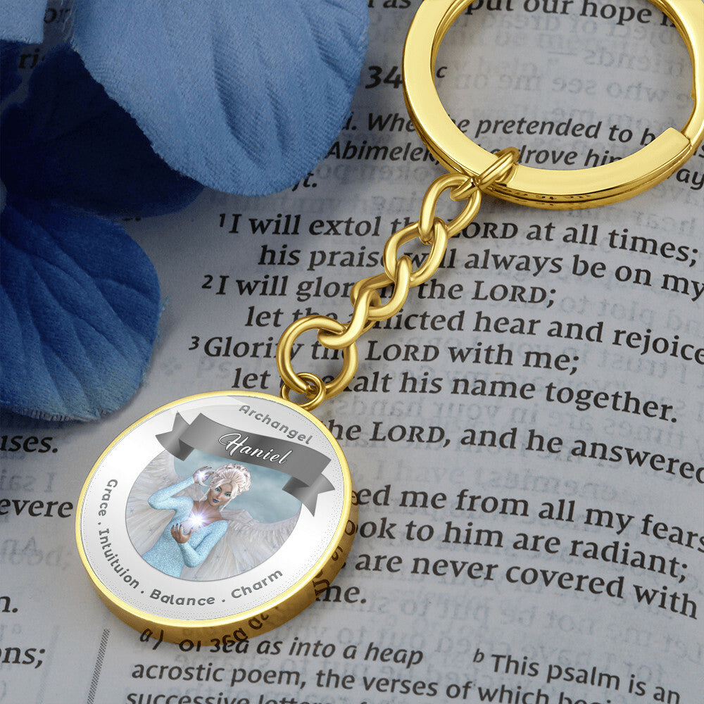 Archangel Haniel - Affirmation Keychain For Balance, Charm, Grace & Intuition - More Than CharmsMore Than Charms