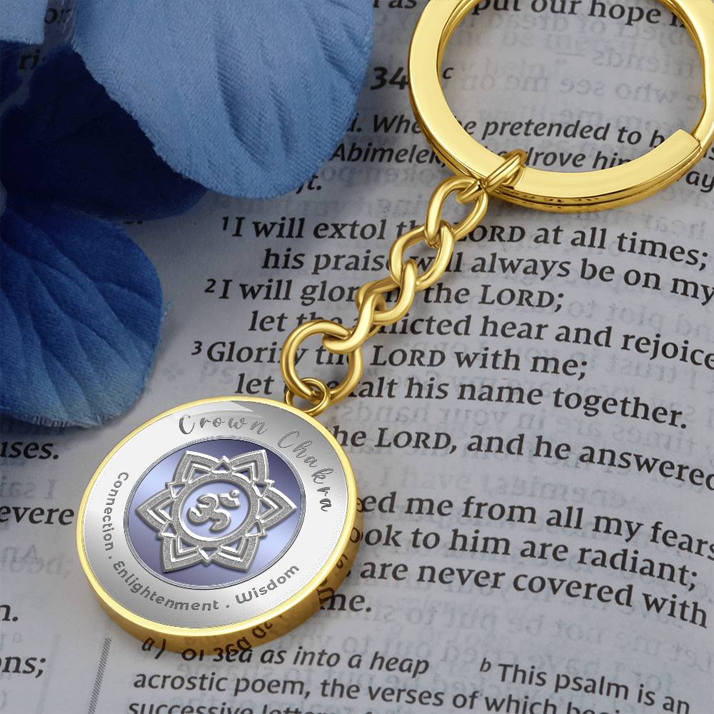 Crown Chakra - Connection Spiritual Enlightenment Divine Wisdom - Affirmation Keychain - More Than CharmsMore Than Charms