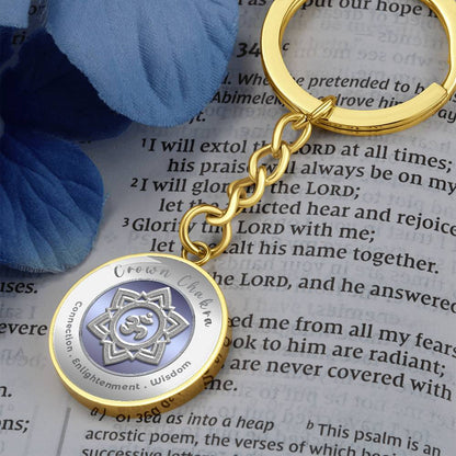 Crown Chakra - Connection Spiritual Enlightenment Divine Wisdom - Affirmation Keychain - More Than CharmsMore Than Charms