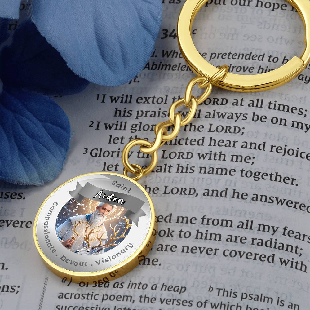 Saint Aiden Affirmation Keychain- Compassion, Devout & Visionary - More Than CharmsMore Than Charms
