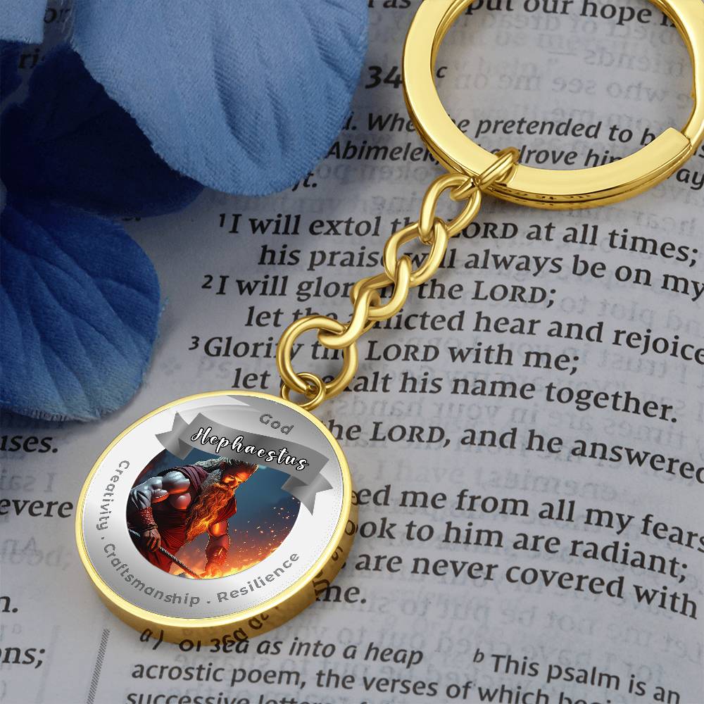 God Hephaestus - Affirmation Keychain For Creativity Craftsmanship Resilience - More Than CharmsMore Than Charms
