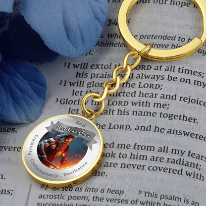 God Hephaestus - Affirmation Keychain For Creativity Craftsmanship Resilience - More Than CharmsMore Than Charms