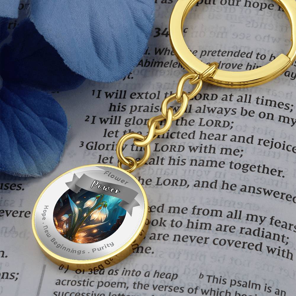 Snowdrop - Affirmation Keychain For Hope New Beginnings Purity - More Than CharmsMore Than Charms