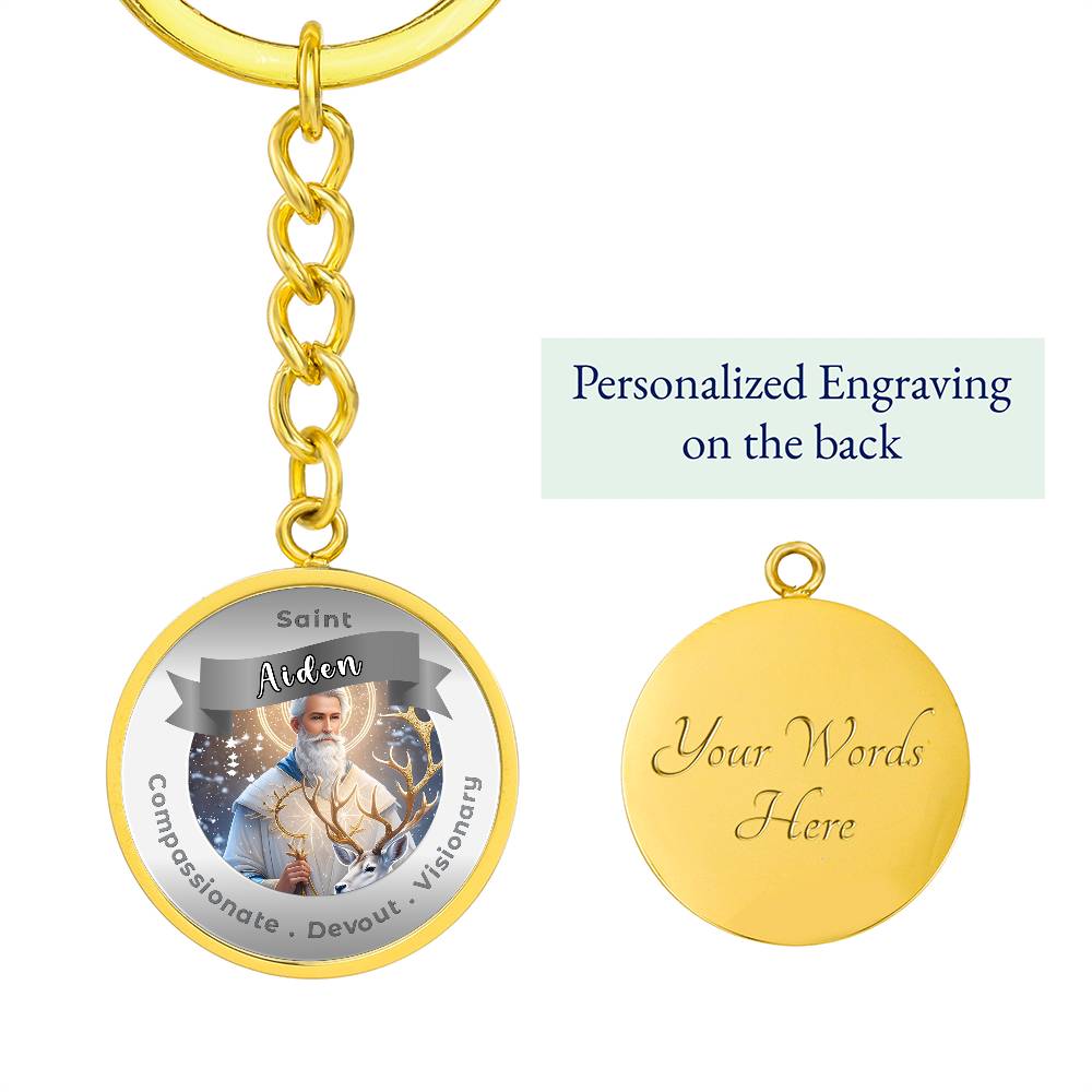 Saint Aiden Affirmation Keychain- Compassion, Devout & Visionary - More Than CharmsMore Than Charms