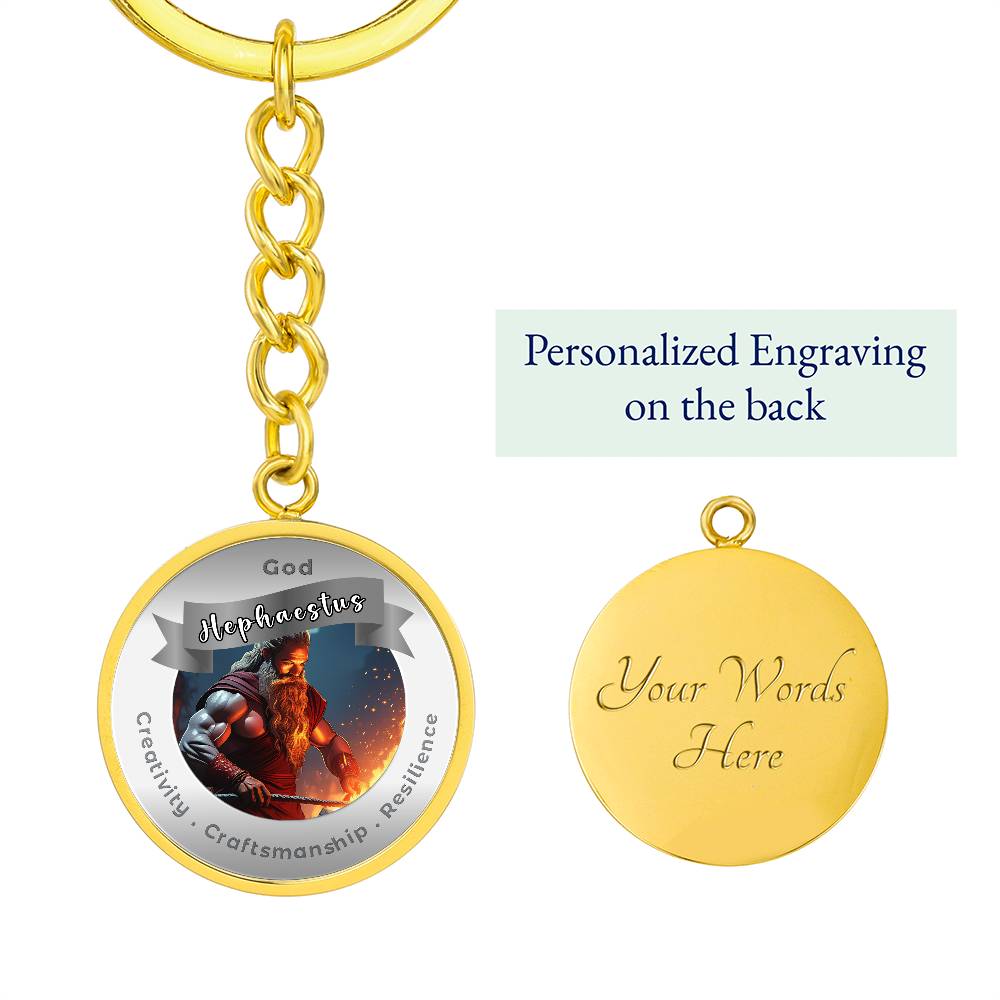 God Hephaestus - Affirmation Keychain For Creativity Craftsmanship Resilience - More Than CharmsMore Than Charms