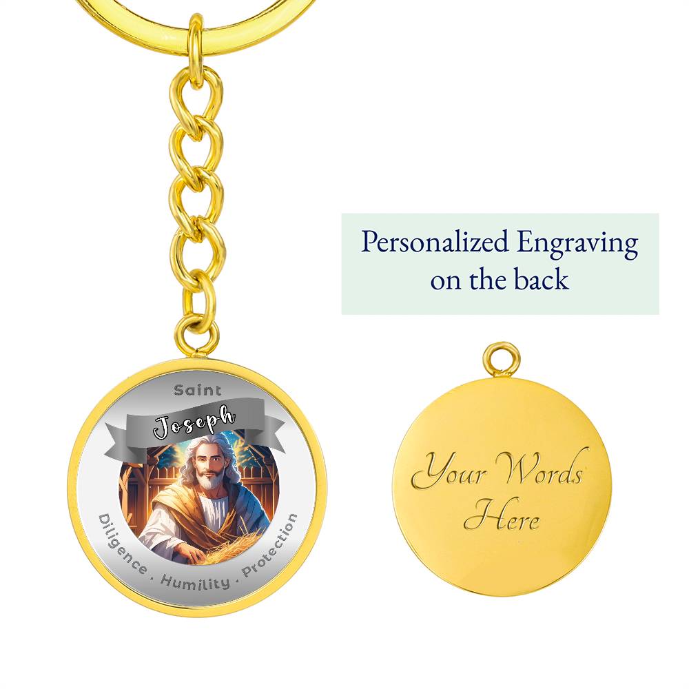 Saint Joseph - Affirmation Keychain For Diligence Humility Protection- More Than CharmsMore Than Charms