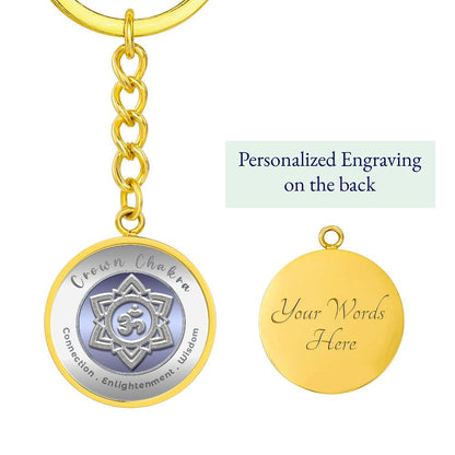 Crown Chakra - Connection Spiritual Enlightenment Divine Wisdom - Affirmation Keychain - More Than CharmsMore Than Charms