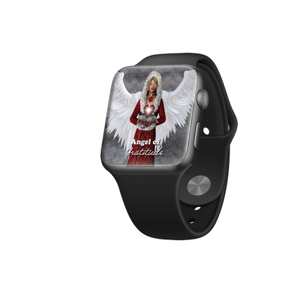 Angel of Gratitude Wall Papers and Digital Cards (FREE) displayed on digital watch screen.