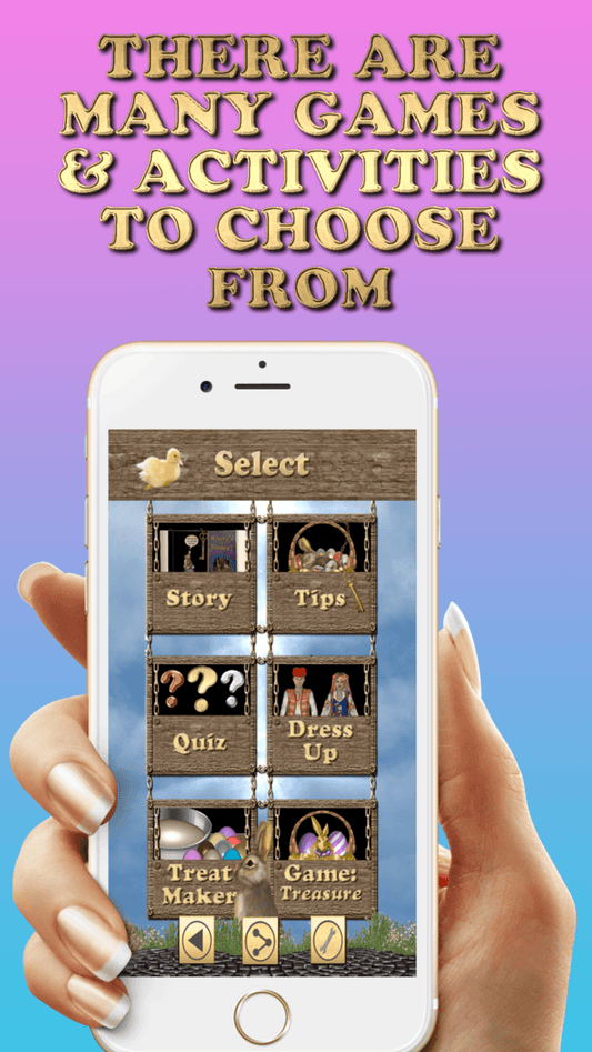 "Where's The Bunny? App - Download For FREE" displaying games and activities on a smartphone screen.